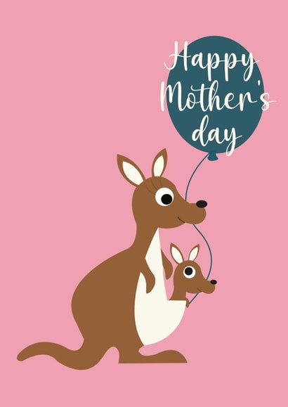 Mother's Day Card | Kangaroo and Joey  'Cute' 'Fun' created by Stripey Cats