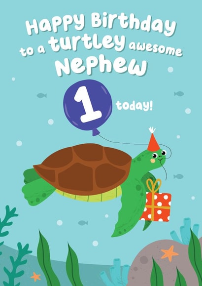 Cute Turtle Birthday Card - Nephew - 1 today! created by Pixie Studio