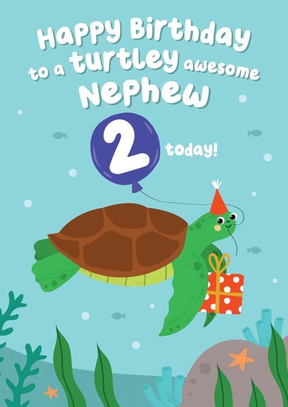 Cute Turtle Birthday Card - Nephew - 2 today! created by Pixie Studio