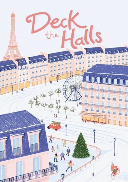 Paris Christmas card for loved ones created by Illustrated By Mabel
