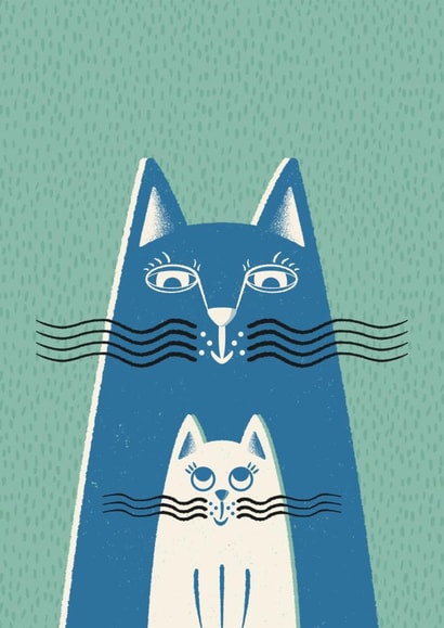 Sweet Father's Day Card - Cat Dad and Kid created by ID by Ana Rui