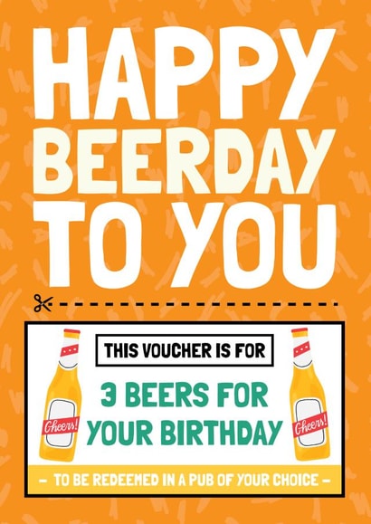 Happy Beerday Birthday Voucher Card created by AbiGoLucky