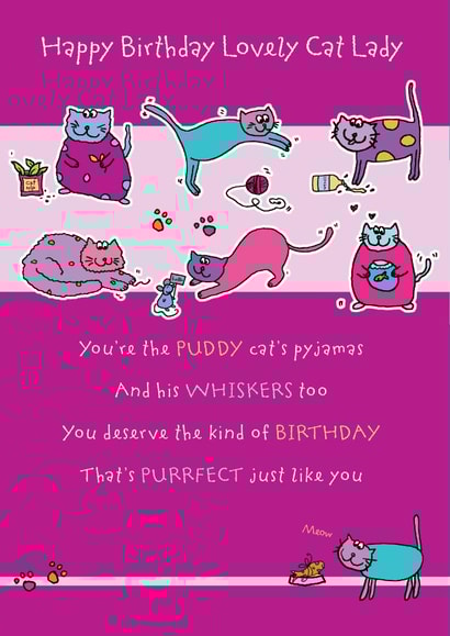 Lovely Cat Lady - Happy Birthday Card created by Liverpool Card Studio