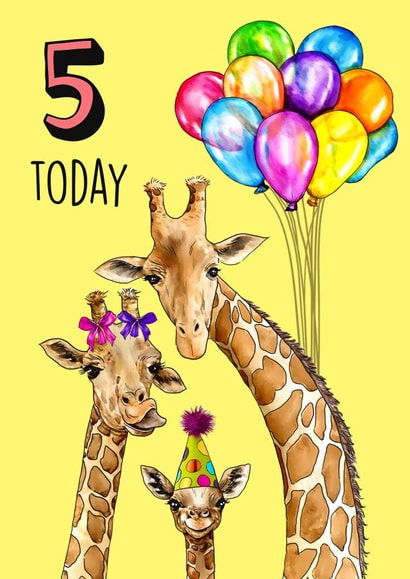 Cute Giraffe Birthday Card - 5 Today created by Poppy & Mabel