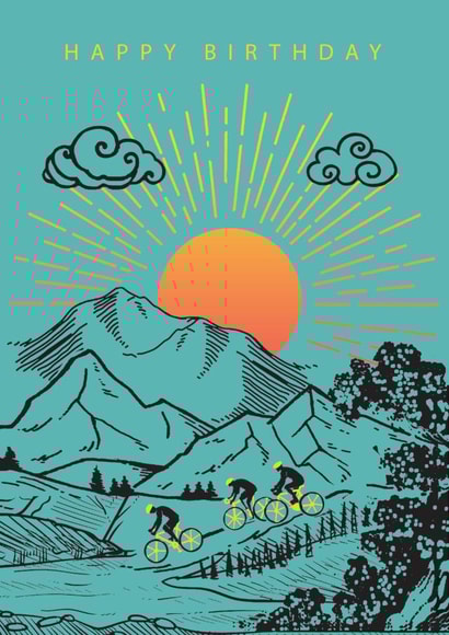 Cycling Birthday Card - Bike - Cyclist created by Paperlink and Meraki Greeting Cards