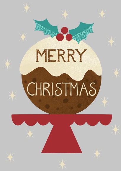 Christmas Pudding and Holly card - Merry Christmas created by Louise Brainwood