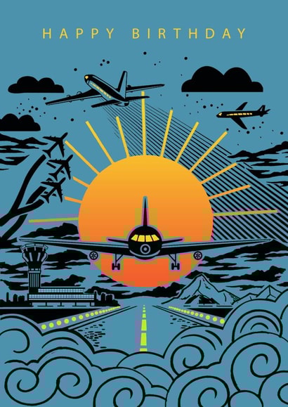 Aeroplane Birthday Card - Plane - Airplane created by Paperlink and Meraki Greeting Cards