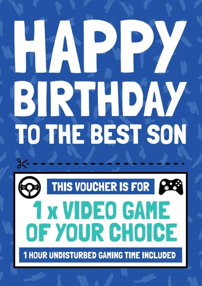 Gamer Voucher Son Birthday Card - 1 Video Game of your choice created by AbiGoLucky