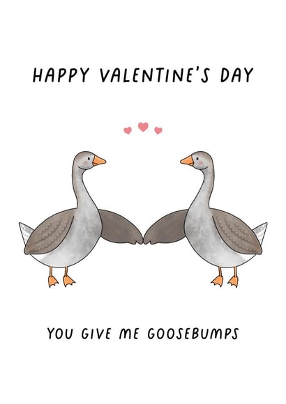 Cute Valentine's Day Card - You Give Me Goosebumps - Punny Gender Neutral Card created by February Stars Art