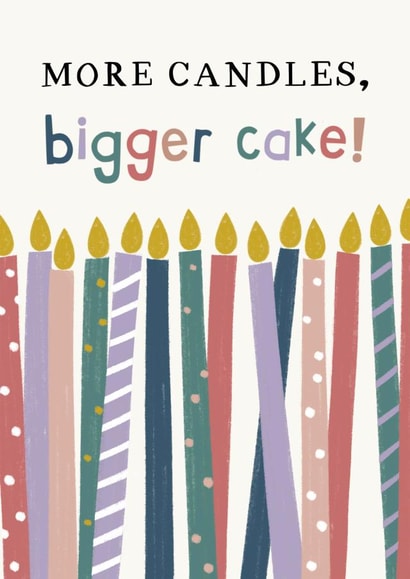 Funny illustrated candle birthday card - More candles, bigger cake! created by Zoe Spry