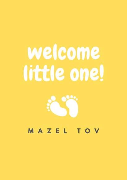 Cute New Baby card - Welcome Little One, Mazel Tov! created by Bella Jacob