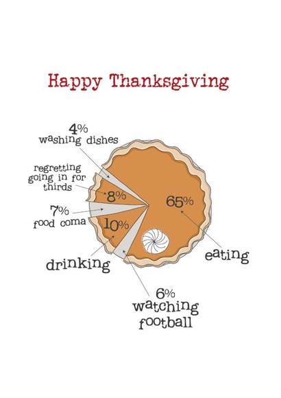 Funny Thanks Giving card - for family and friends - humorous pie chart created by Dandelion Stationery
