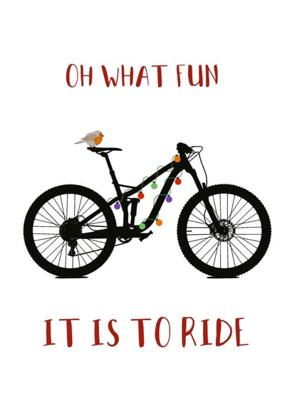 Funny Cycling Card - Pun - Oh What Fun it is to Ride created by Rachel Trainor