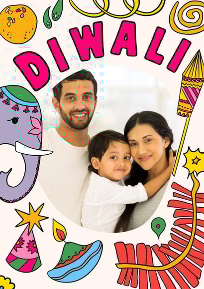 Diwali Photo Card - Pretty Festive Cartoons created by Lisa Wardle