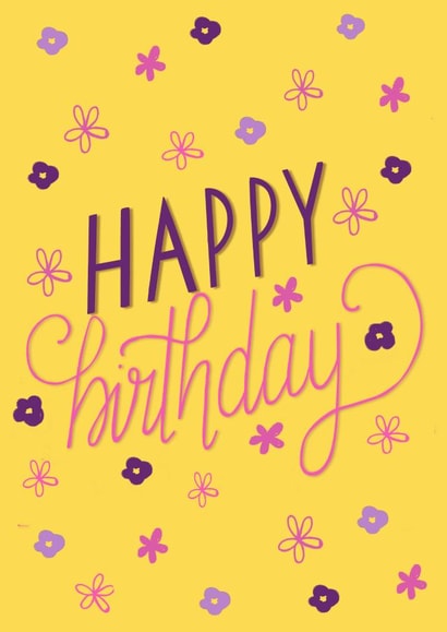 Colourful floral hand lettered birthday card created by @artsy_val