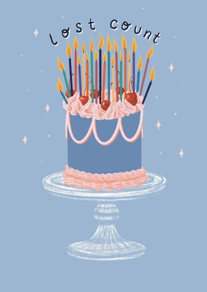 Funny birthday card - cake with lots of candles - lost count created by Lydia Creates