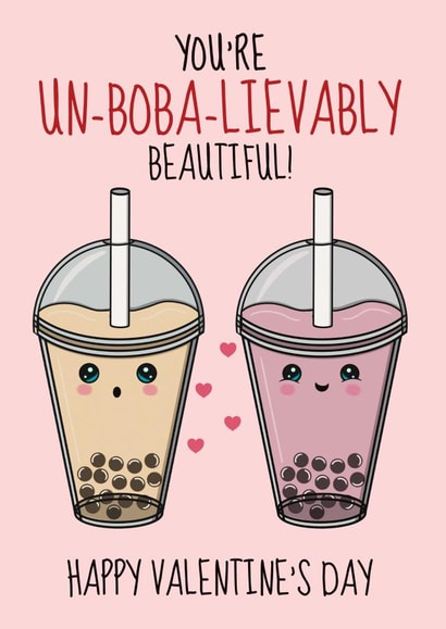 Cute Valentine's Day Card - Boba Bubble Tea created by @Cupsie's Creations
