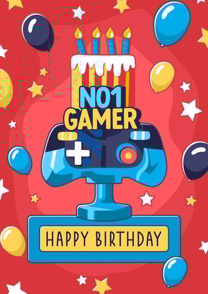 No.1 Gamer Cake - Happy Birthday card created by Evie Garnett Designs
