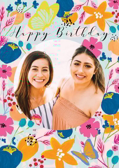 Pretty Floral Photo Card - Happy Birthday created by Paperlink and Meraki Greeting Cards