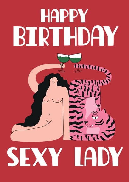 Happy Birthday Sexy Lady - Illustrated Birthday Card created by Lucy Maggie Designs