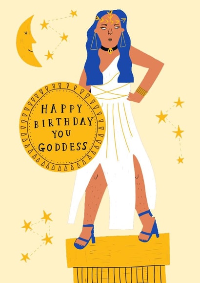 Illustrated Happy Birthday Card - You Goddess created by Lucy Maggie Designs