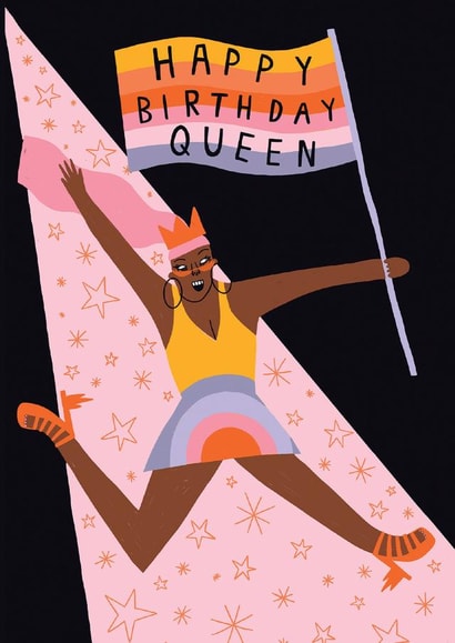 Illustrated Birthday Card - Happy Birthday Queen - LGBTQ+ created by Lucy Maggie Designs