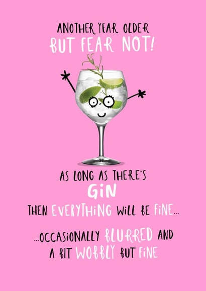 Cute Funny Gin Card - For A Gin Lover - Gin Glass created by Pink wink