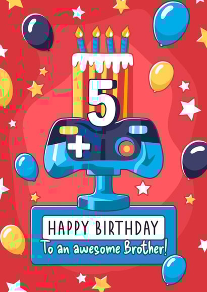 Gamer Birthday card - Age 5 - for a special Brother! created by Evie Garnett Designs