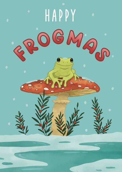 Cute Christmas Card for a Frog Lover - Happy Frogmas created by Imogen Hunt