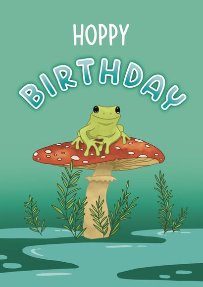 Cute Birthday Card for a Frog Lover - Hoppy Birthday created by Imogen Hunt