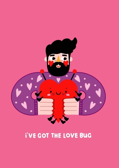 Cute Valentine card - Love Bug - for significant other created by NICHOLA COWDERY ILLUSTRATIONS