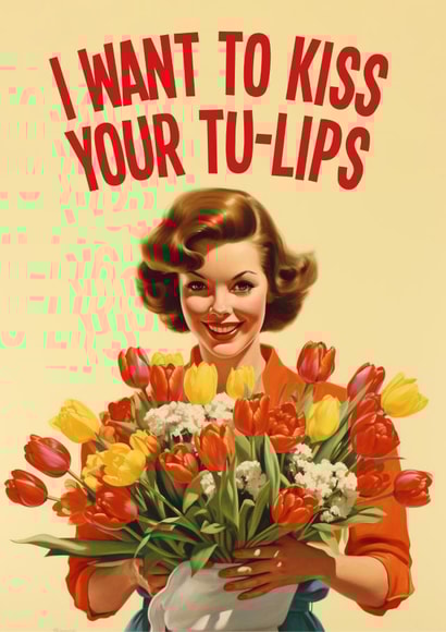 Cute Punny Valentines card - Vintage style tulips created by kissmekwik