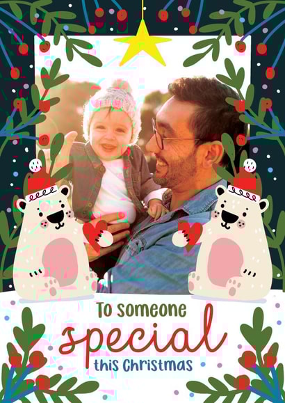 Cute Christmas Photo Card - Polar Bears - Someone Special created by NICHOLA COWDERY ILLUSTRATIONS