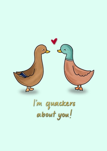 Cute Valentines Anniversary Punny Duck card created by Pippa Grace Design
