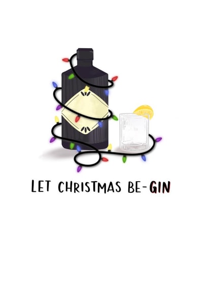 Cute punny Christmas- Let Christmas be-gin! created by Pippa Grace Design
