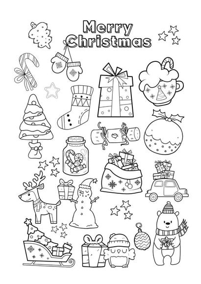 Cute, festive and fun colour me in Christmas card  perfect for all ages. created by Gorgeous Creations