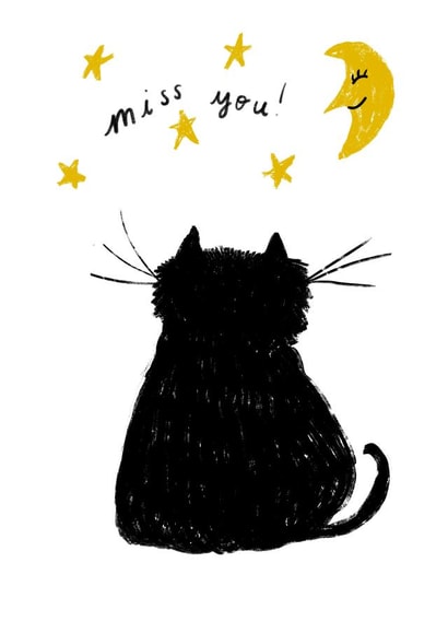 Heartfelt Miss you Card - Cute Cat created by Cassie Howsley