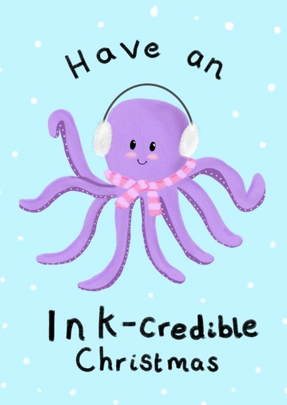 Have an ink-credible Christmas- Octopus themed Christmas winter design created by Charlotte Whiteing