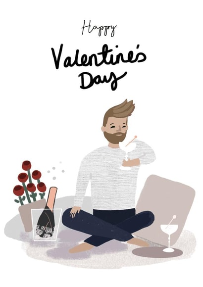 Pretty Valentines Card - Illustrated Romantic Scene created by Tigerlily