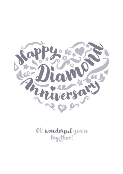 Classic Diamond Anniversary card - for a special couple - 60 Years created by Fatchair Print