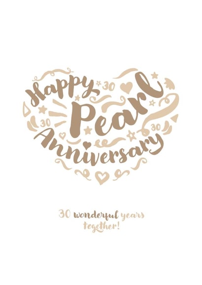 Classic Pearl Anniversary card - for a special couple - 30 years created by Fatchair Print