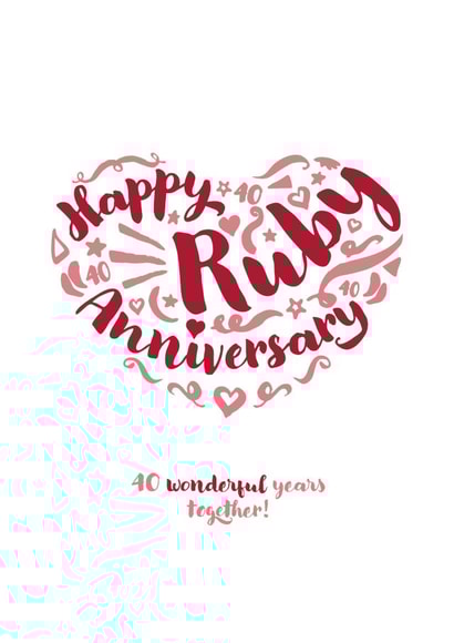 A sweet Ruby Anniversary card for your significant other or a special couple. created by Fatchair Print