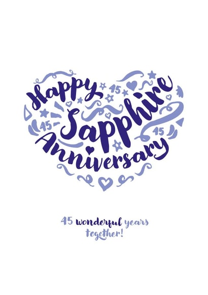 Classic Sapphire Anniversary card - for a special couple - 45 Years created by Fatchair Print