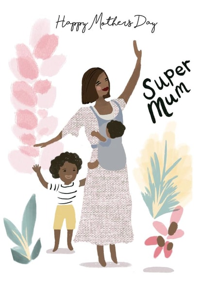 Pretty Illustrated Mother's Day Card - Mother & Young Family created by Tigerlily