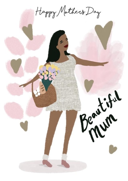 Pretty Illustrated Mother's Day Card - Young Mother created by Tigerlily