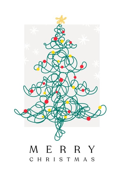 Beautiful Christmas Card - Tree line illustration - For family and friends created by Roberto Nieto