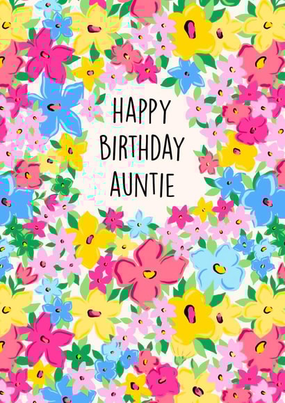 Pretty Birthday Card - Auntie - Floral created by Poppy & Mabel 