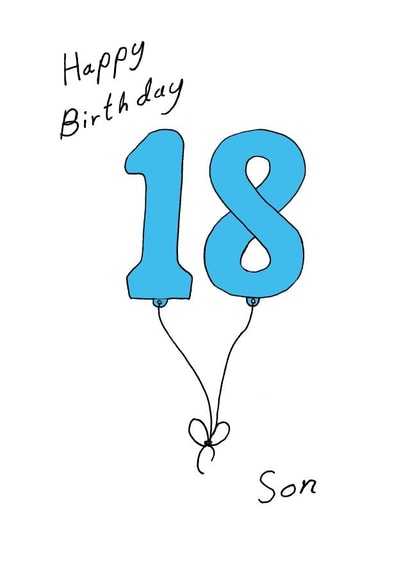 18th Birthday Card for your son - Blue Sixteen Balloon created by A Ray of Sunshine Cards