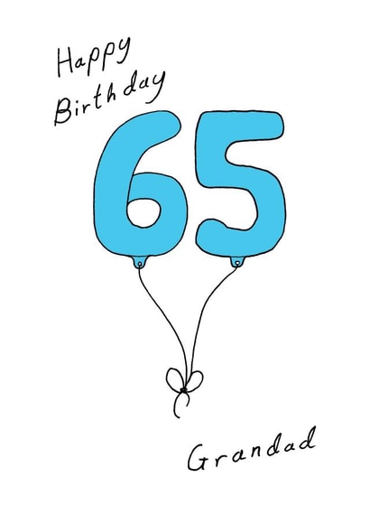 65th Birthday Card for your Grandad - Blue sixty fifth Balloon created by A Ray of Sunshine Cards