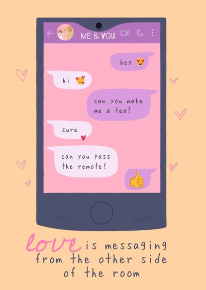Funny Anniversary Valentines Card - Whatsapp Messaging Phone created by Sian Moore Illustration